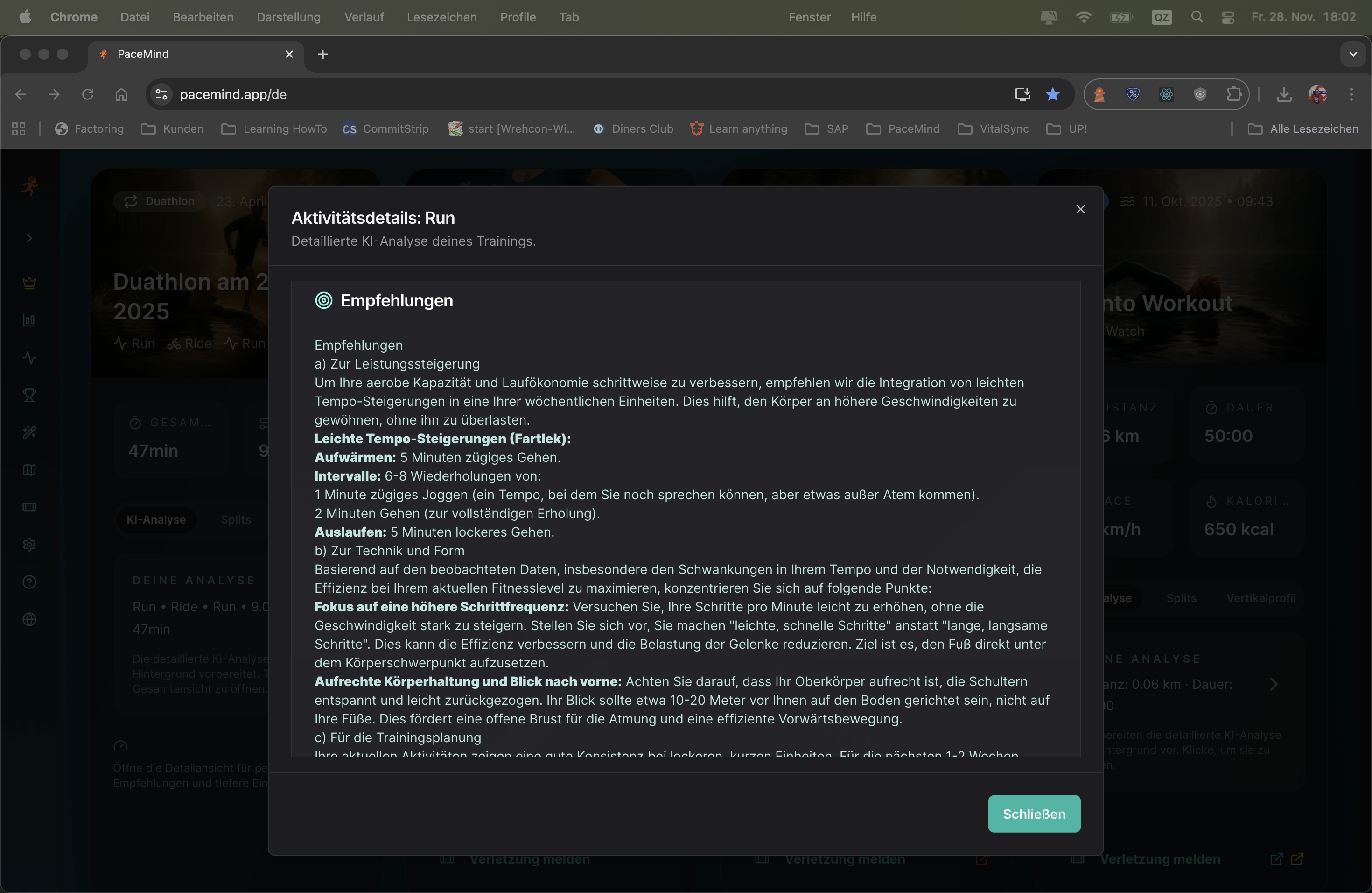 Konkrete Trainingsempfehlungen und Verbesserungsvorschläge